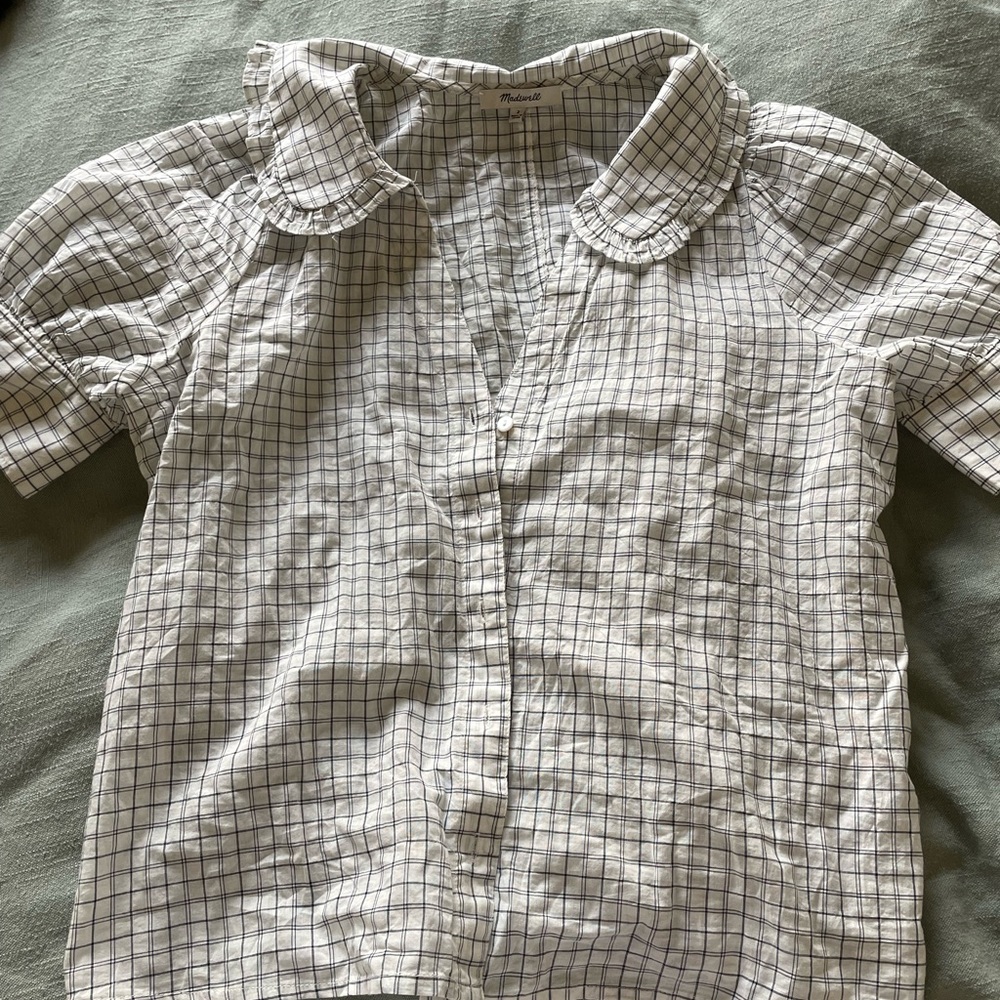 Black and white plaid Madewell blouse, size 2